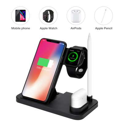 2020 Qi 10W Folded Standing 4 In 1 Wireless Charger Fast Charger For Iphone Samsung