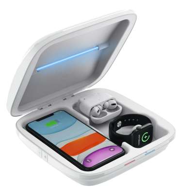 4 In 1 Universal Uv Lamp Sterilizer Box 15w 10w Fast Phone Qi Wireless Charging Station 3 In 1 Sanitizer Case Uv Phone Cleaner