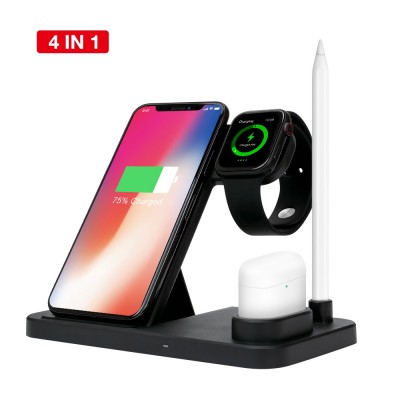 Upgrade 3 In 1 10W Folded Qi Fast Phone 4 In 1 Stand  Wireless Charger Station For Iphone Wireless Charger